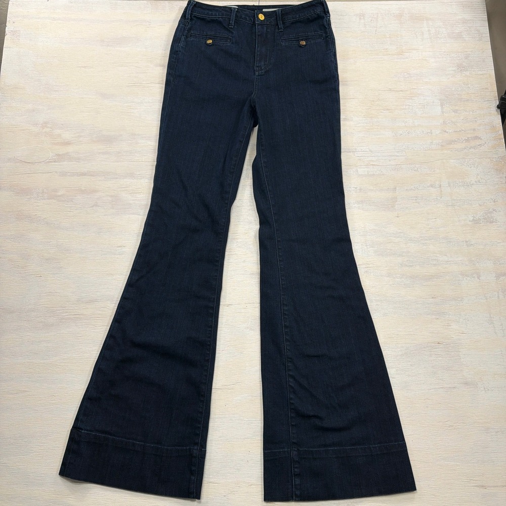 Pilcro Jeans Superscript 28 Tall High Rise Flare Dark Wash Blue Women Denim